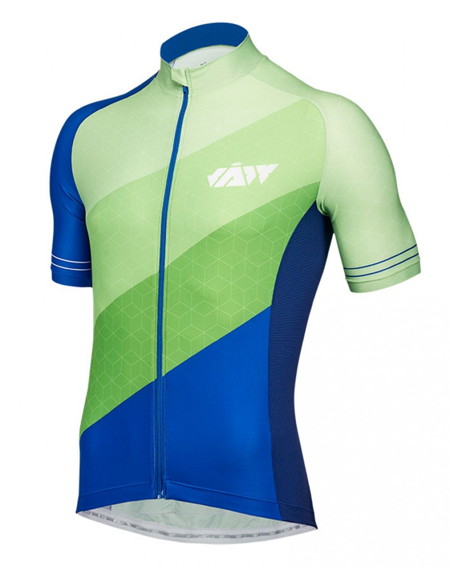 Men's Sun Protection UPF 50+ Cycling Jersey JAW DIAGONAL Mountain Green