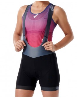 Women's Cycling Bib Shorts MOVE FORWARD Metal Grey Pink