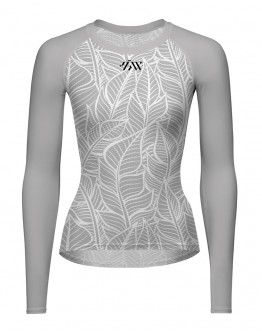Women's Long Sleeves Cycling  Base Layer LEAVES Light Grey