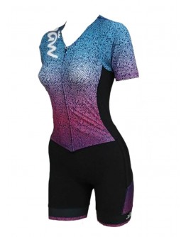 Women's Tri Suit with short sleeves RIPPLE -Red Blue