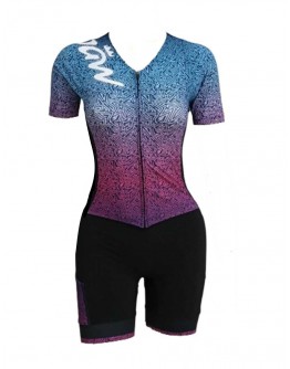 Women's Tri Suit with short sleeves RIPPLE -Red Blue
