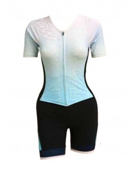 Women's Tri Suit with short sleeves RIPPLE -Pink Blue