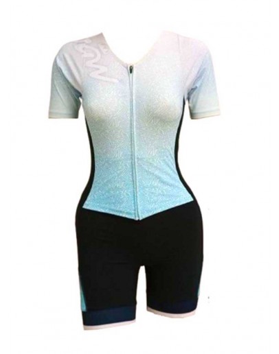 Women's Tri Suit with short sleeves RIPPLE -Pink Blue